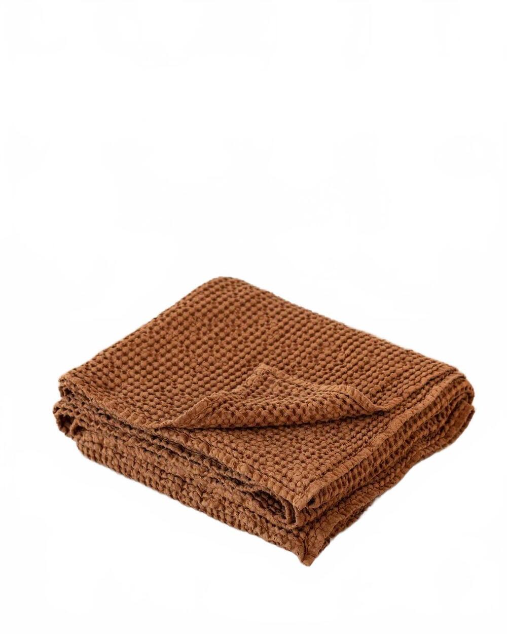 NEW MAGIC LINEN waffle throw blanket in cinnamon
